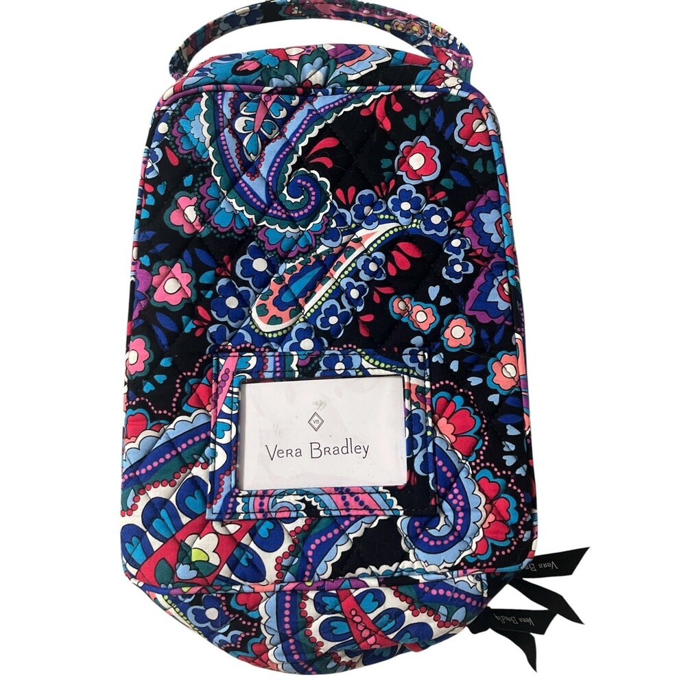 Vera Bradley Quilted Paislay Black Blue Luch Tote Bag Snack School College Fall